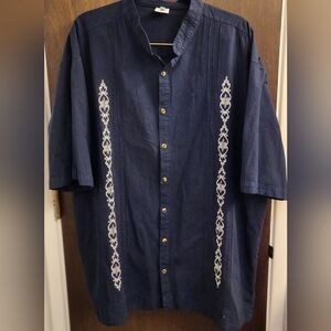 Navy Blue Embroidered guayabera 44
